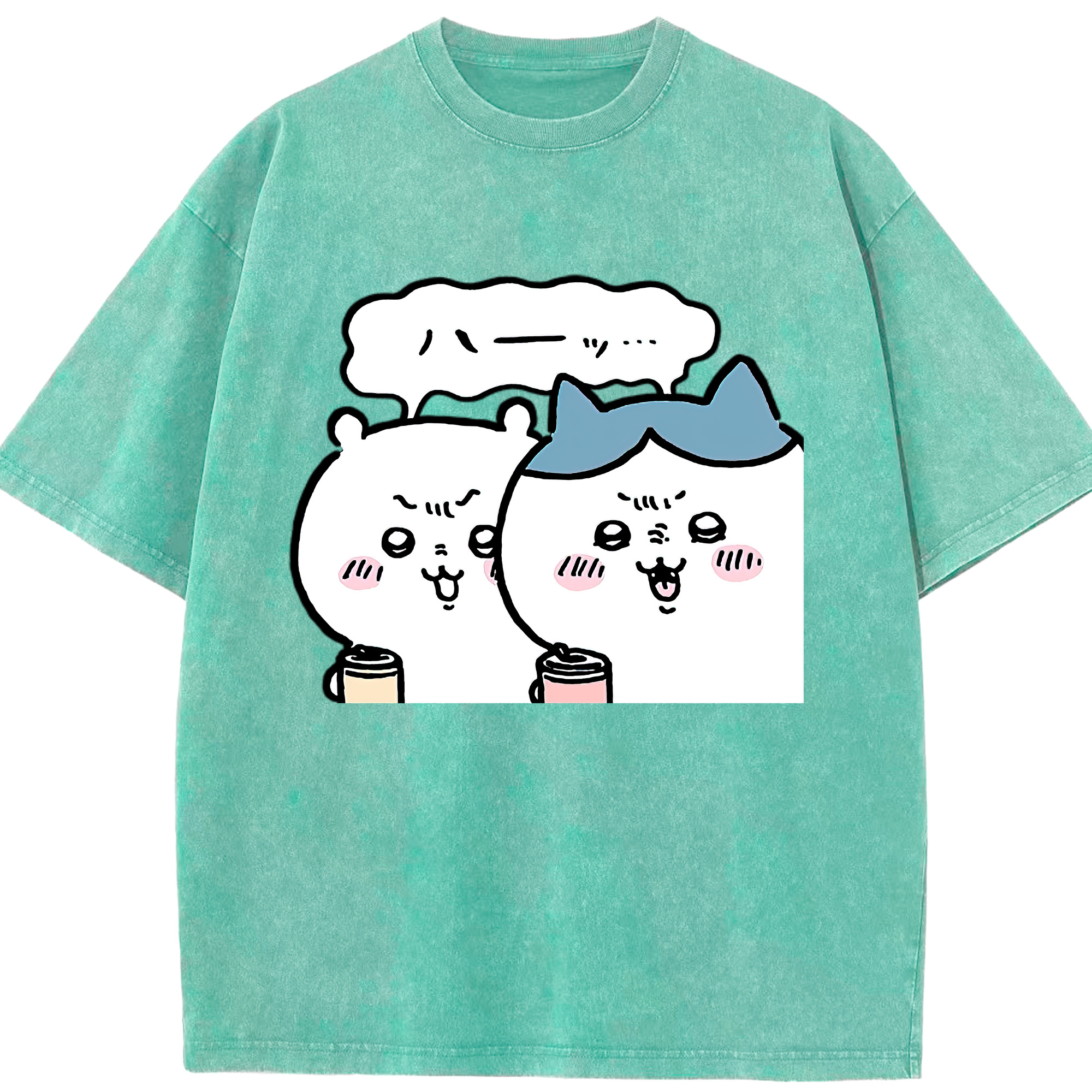 （画像用） ちいかわ ハチワレ Chii-kawa hachiware 綿100% ヴィンテージ風 半袖Tシャツ（フロントプリント）